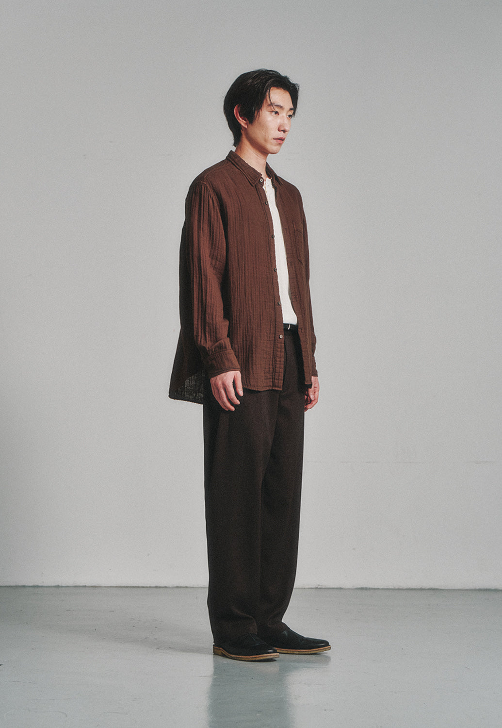 Art if acts - Comfy Side Tuck Curved Trousers (Brown) product image 3 | TRAB K-Fashion Australia