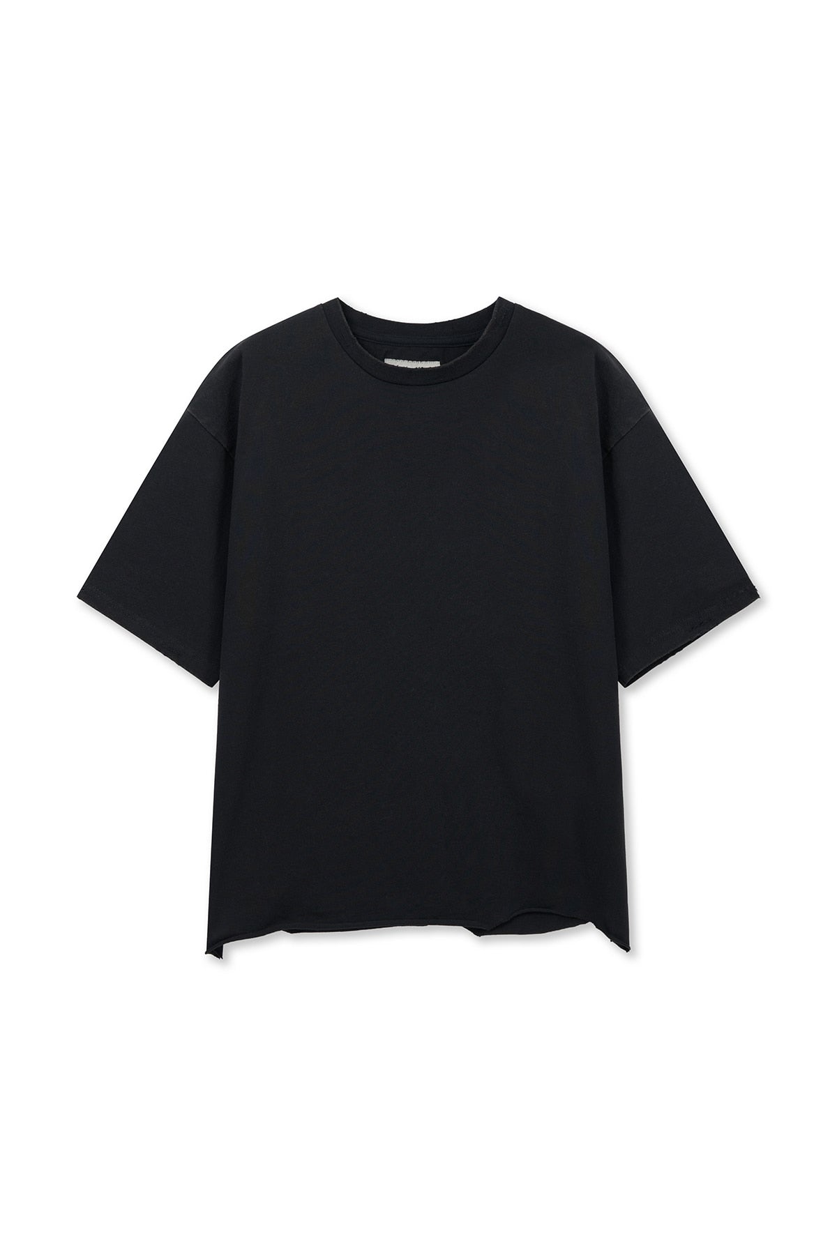 Matin Kim - Raw Cut Graffiti Logo Top (Black) product image 1 | TRAB K-Fashion Australia