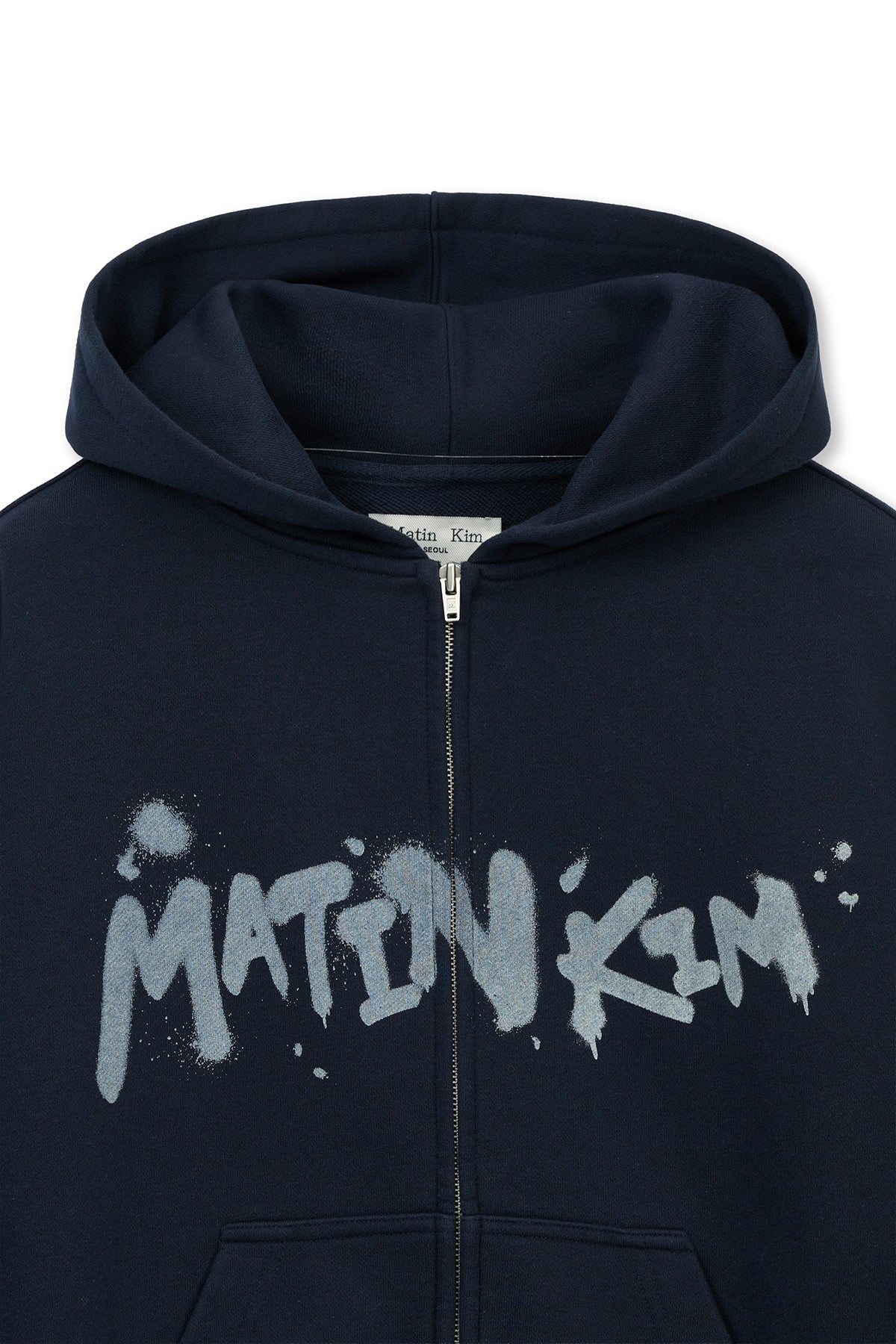 Matin Kim - Graffiti Logo Hoody Zip Up (Navy) product image 3 | TRAB K-Fashion Australia