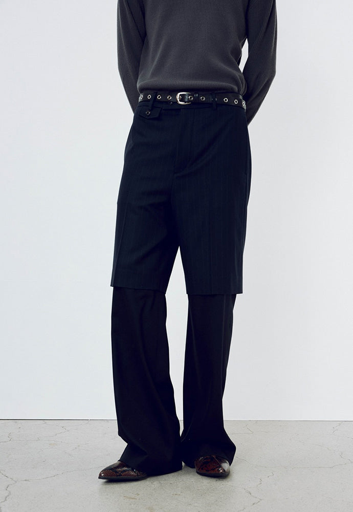 Tonywack - Virgin Wool Layered Trousers (Navy Pinstripe) product image 4 | TRAB K-Fashion Australia
