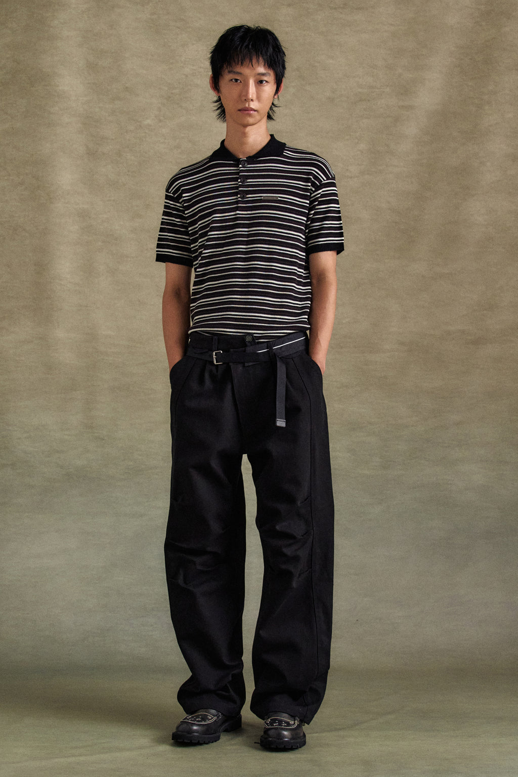 Andersson Bell - Stripe Polo Sweater (Black/Brown) product image 7 | TRAB K-Fashion Australia