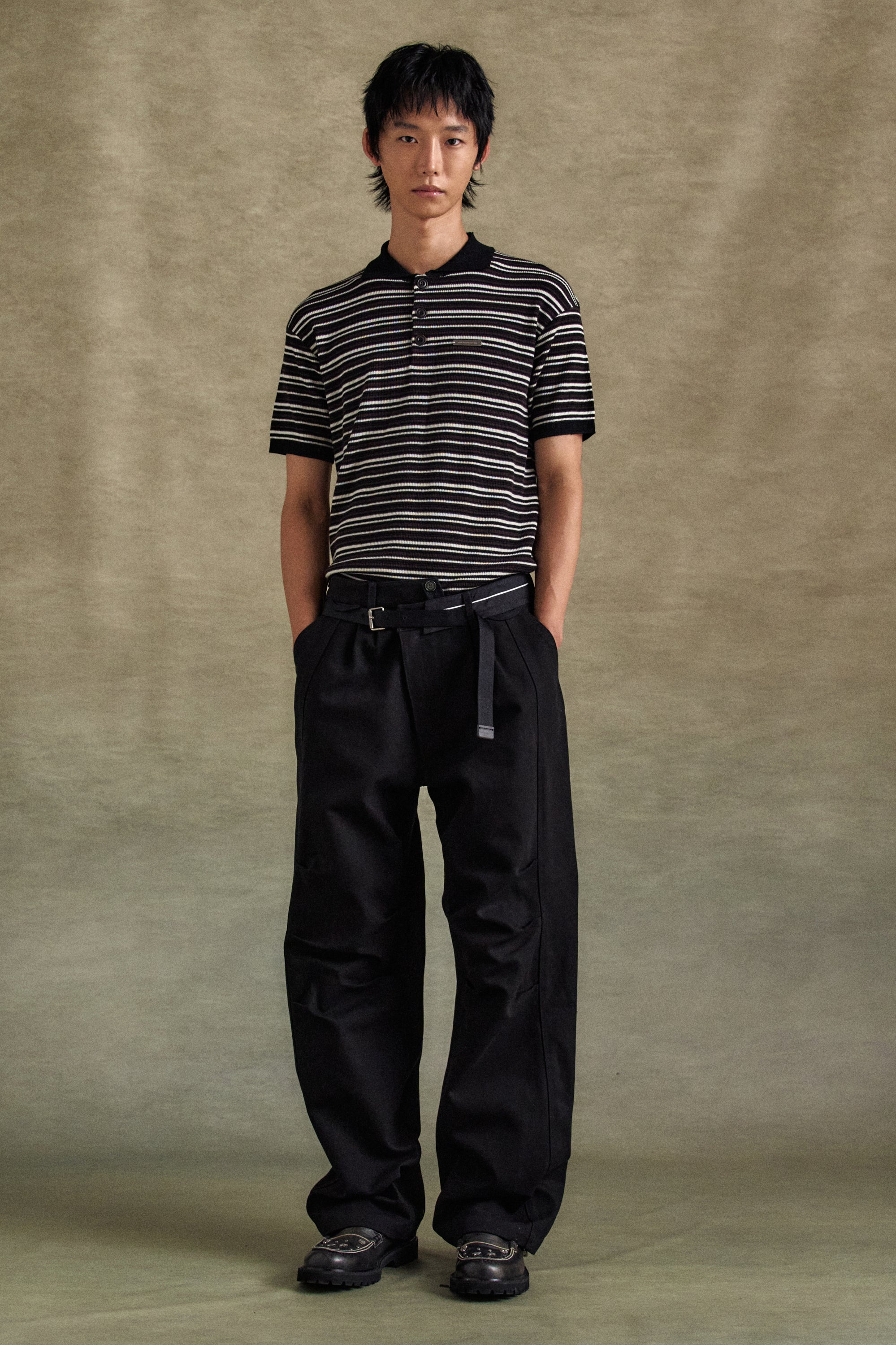 Andersson Bell - Stripe Polo Sweater (Black/Brown) product image 7 | TRAB K-Fashion Australia