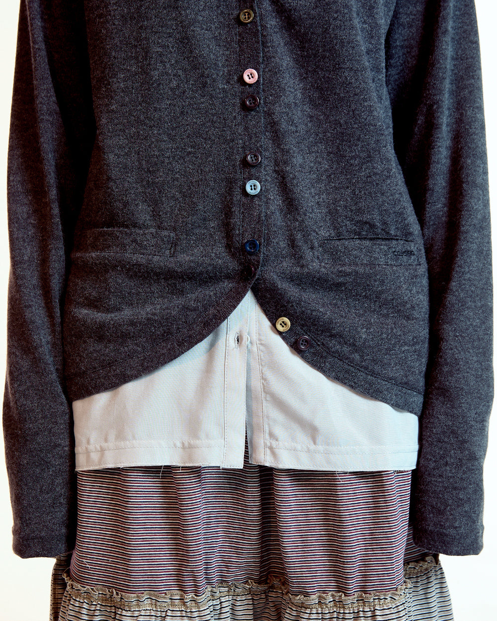 Coyseio - Layered Shirt Cardigan (Dark Grey) product image 6 | TRAB K-Fashion Australia