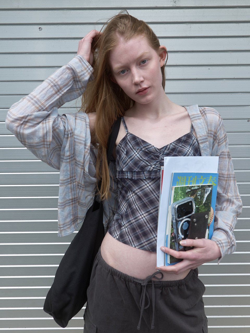 Kijun - Sheer Check Shirt (Sky Blue) product image 6 | TRAB K-Fashion Australia