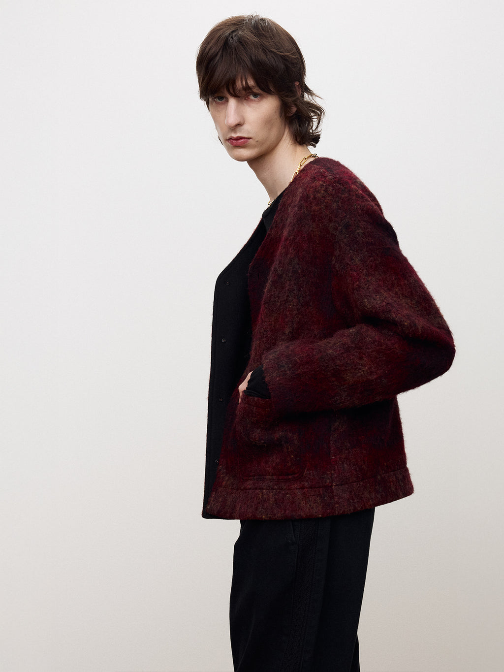 Tonywack - Mohair V-Neck Blouson Italian Fabric (Dark Red) product image 1 | TRAB K-Fashion Australia