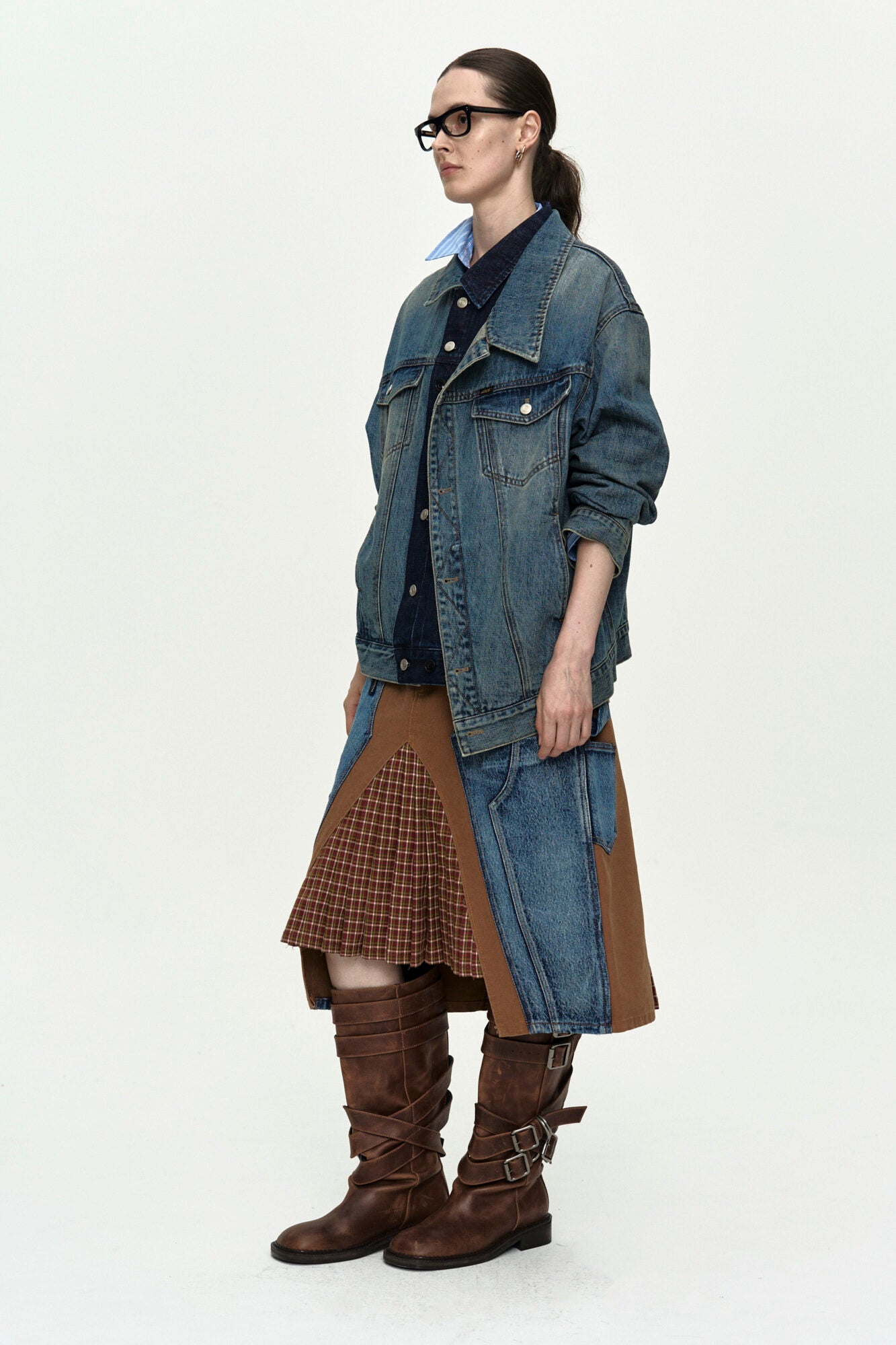 Andersson Bell - Unisex Asymmetric Layered Denim Jacket (Blue) product image 3 | TRAB K-Fashion Australia