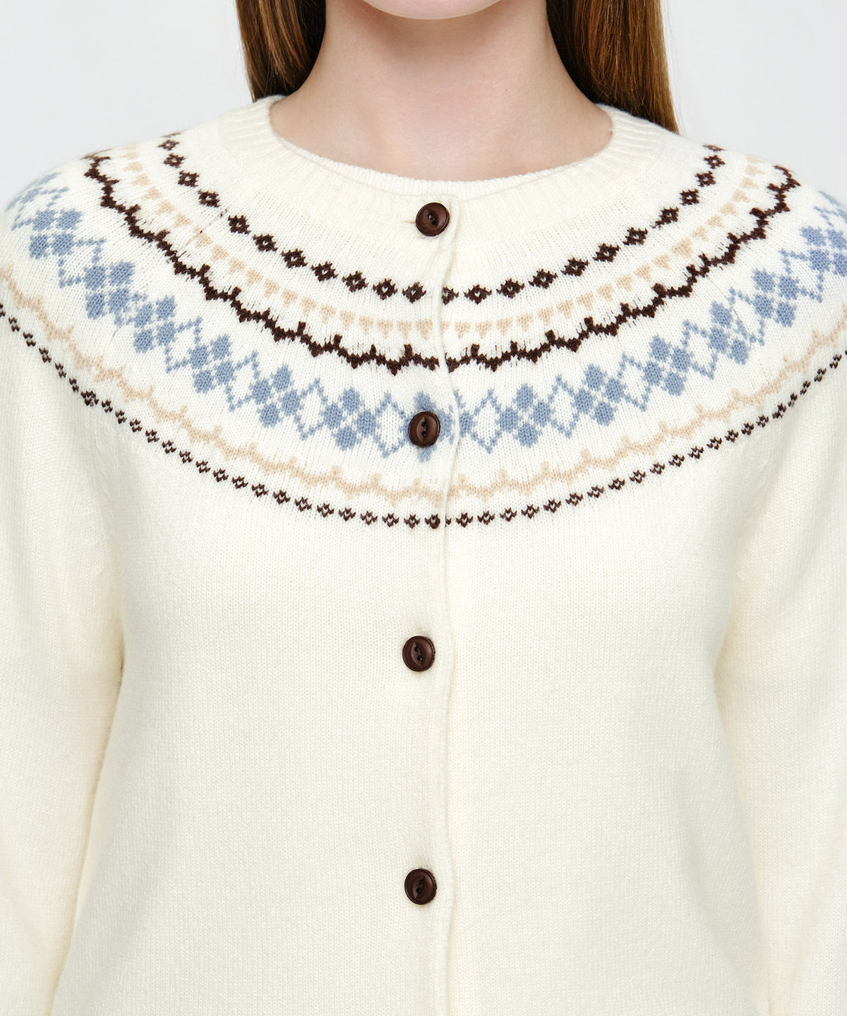 Marithe & Francois Girbaud - Small Classic Logo Nordic Cardigan Set Up (Ivory) product image 4 | TRAB K-Fashion Australia