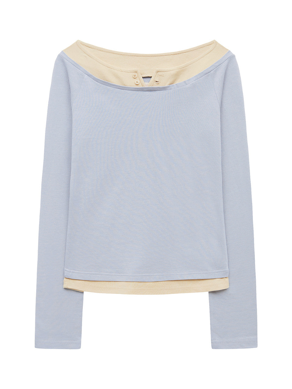 Margarin Fingers - Off-Shoulder Layered T-Shirt (Light Blue) product image 2 | TRAB K-Fashion Australia