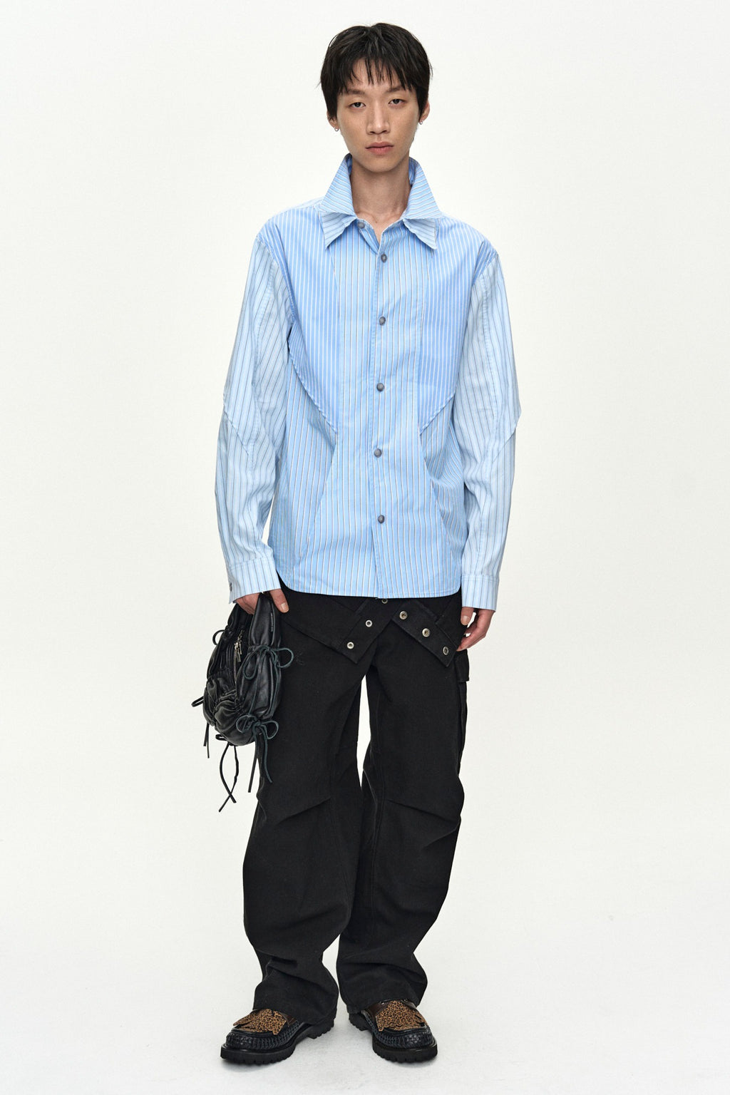 Andersson Bell - Double Layered Stripe Shirt (Blue) product image 1 | TRAB K-Fashion Australia
