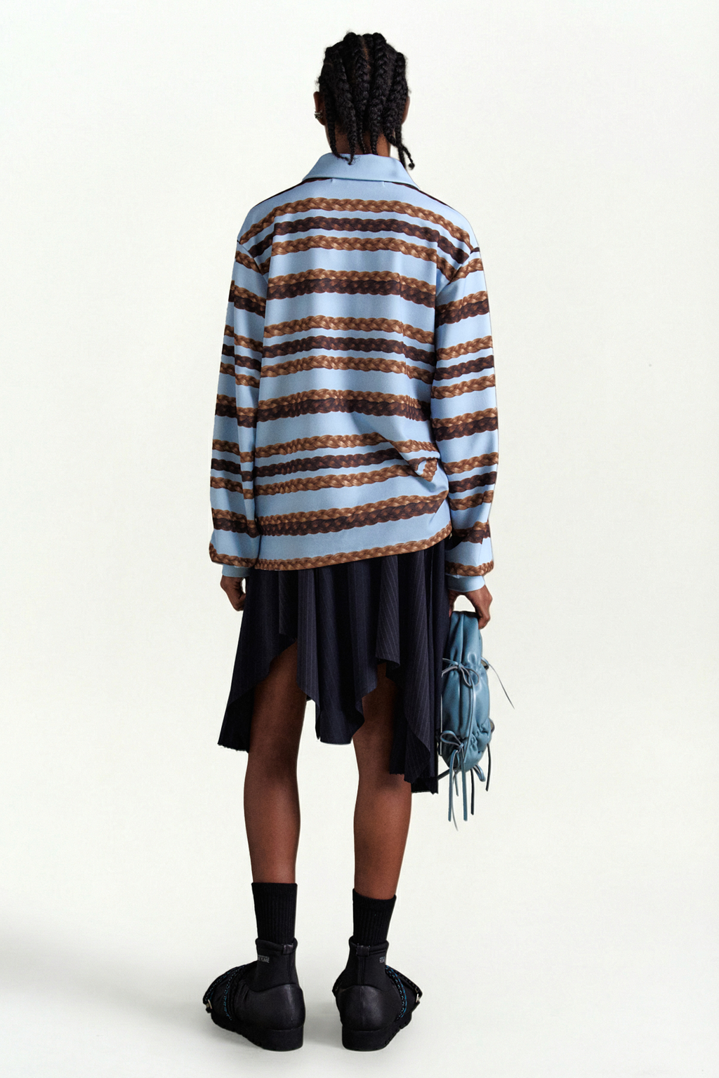 Andersson Bell - Hair Braid Stripe Collar T-Shirt (Blue) product image 2 | TRAB K-Fashion Australia