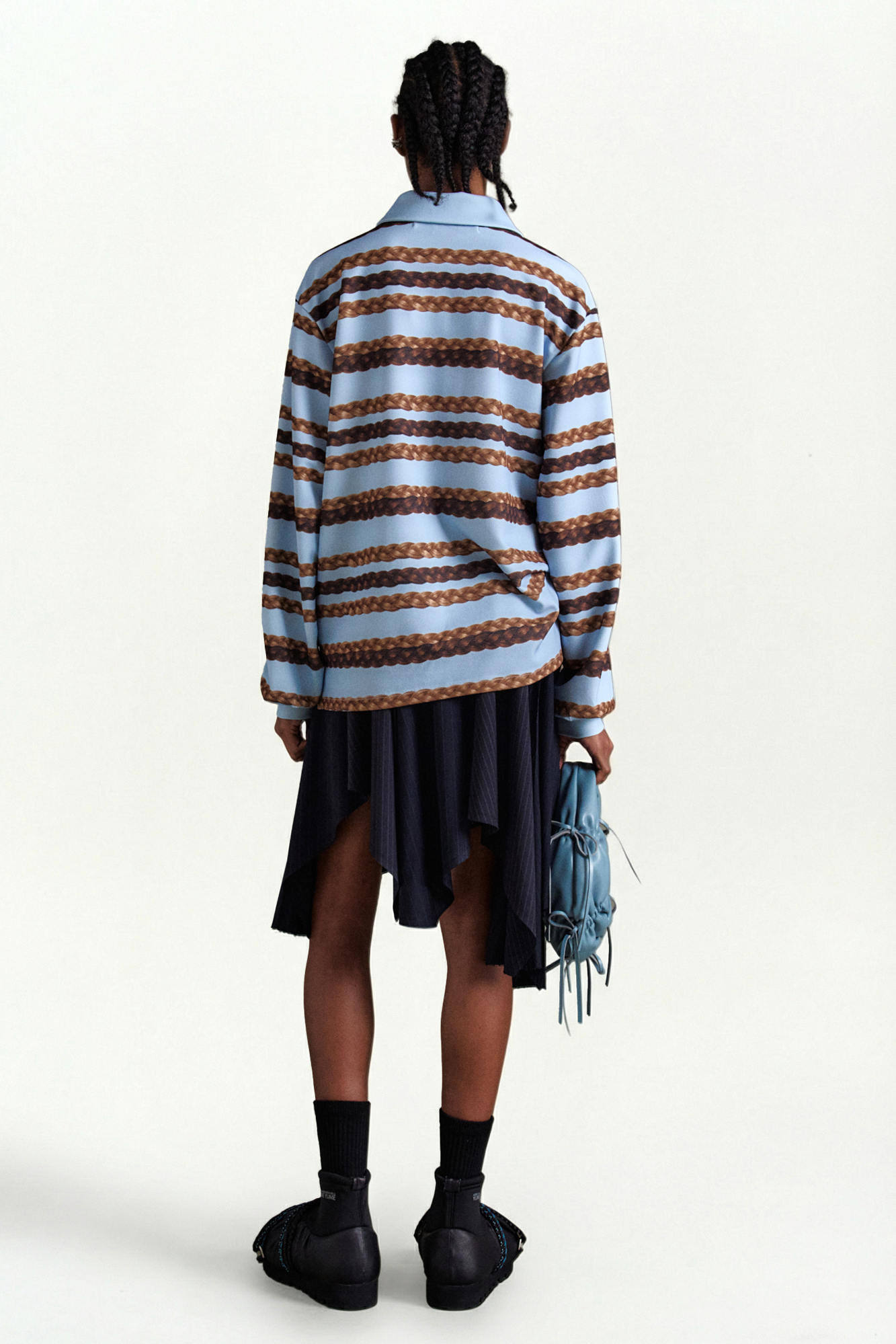 Andersson Bell - Hair Braid Stripe Collar T-Shirt (Blue) product image 2 | TRAB K-Fashion Australia