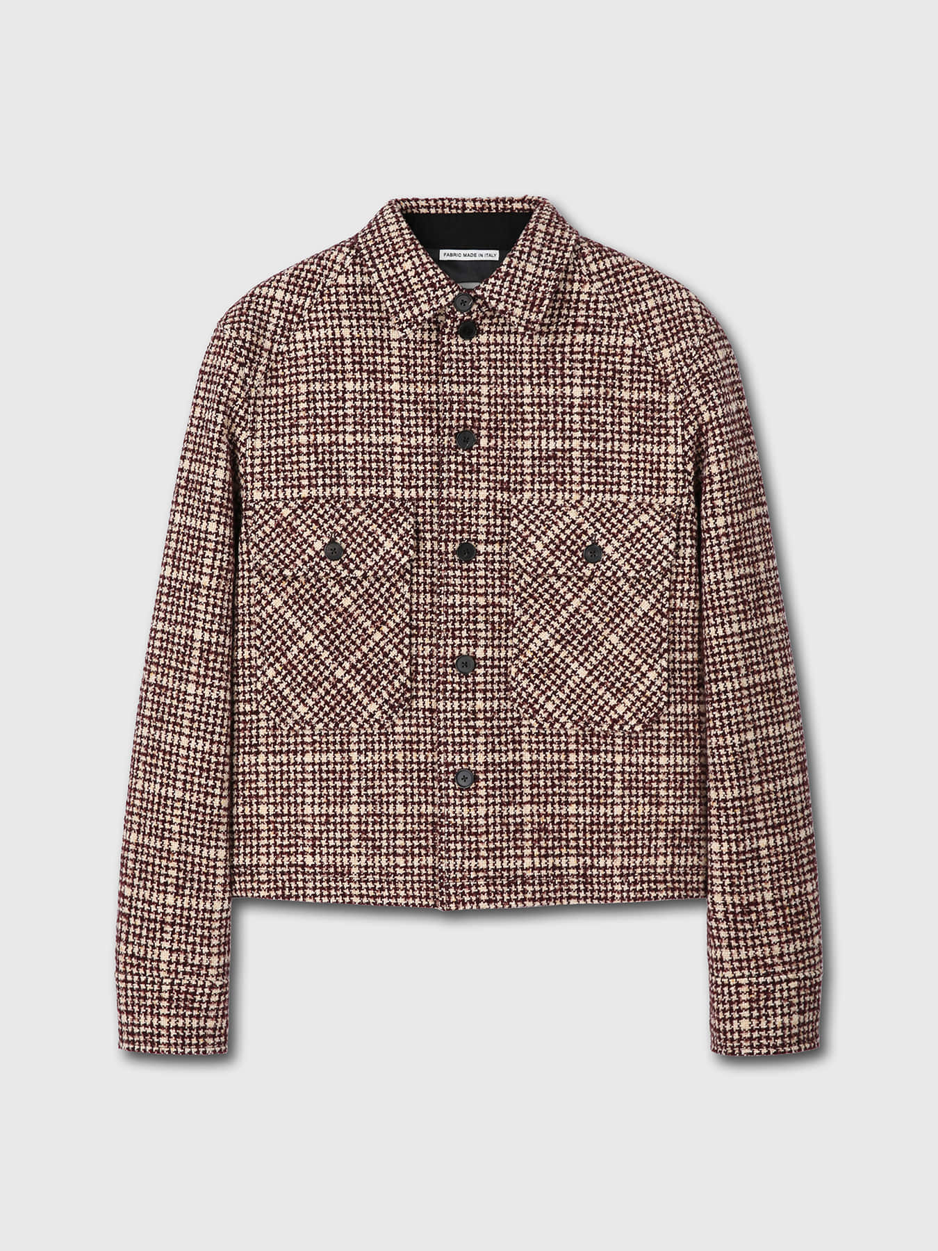 Tonywack - Checked Wool Tweed Shirt Jacket Italian Fabric (Burgundy/Ecru) product image 5 | TRAB K-Fashion Australia