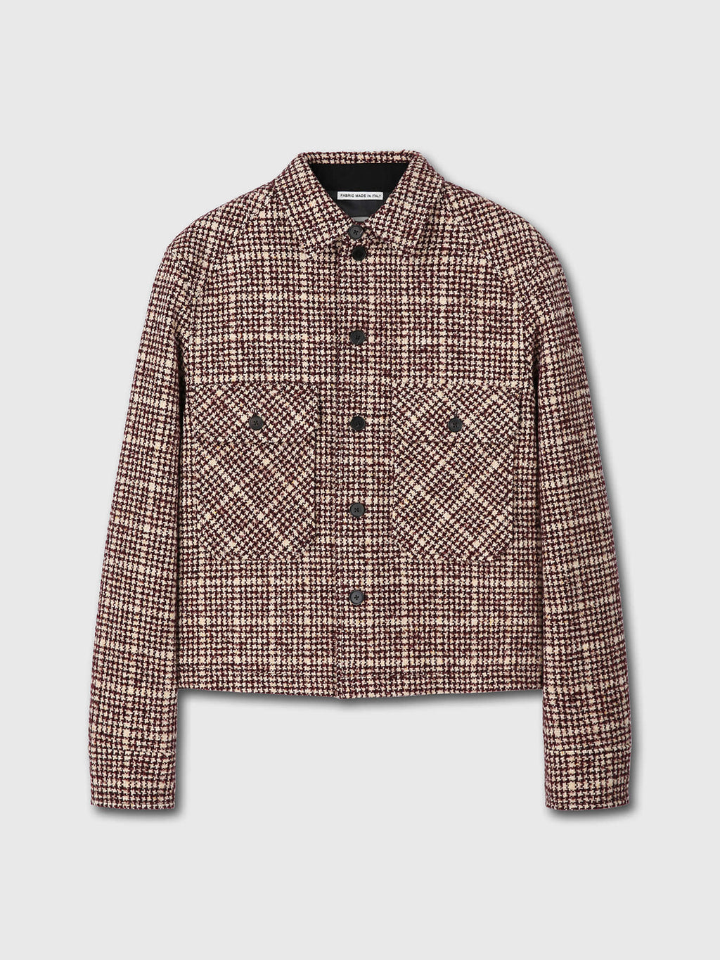 Tonywack - Checked Wool Tweed Shirt Jacket (Italian Fabric) (Burgundy/Ecru) product image 5 | TRAB K-Fashion Australia