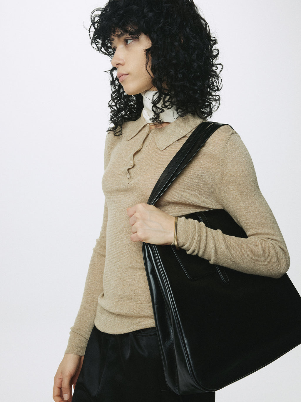 Tonywack - Glitter Ribbed Knit Polo Shirt (Greenish Beige) product image 6 | TRAB K-Fashion Australia