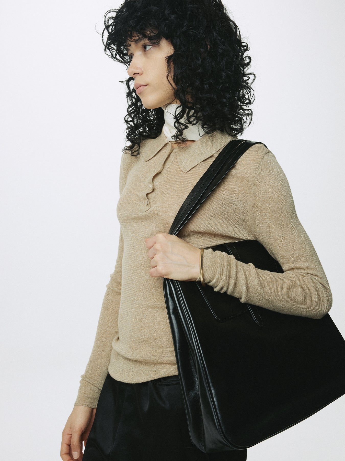 Tonywack - Glitter Ribbed Knit Polo Shirt (Greenish Beige) product image 6 | TRAB K-Fashion Australia