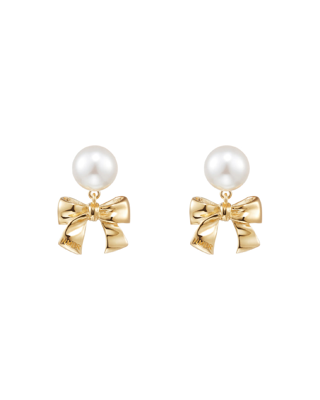 Numbering - Ribbon Dropped Pearl Earrings #9118 product image 6 | TRAB K-Fashion Australia