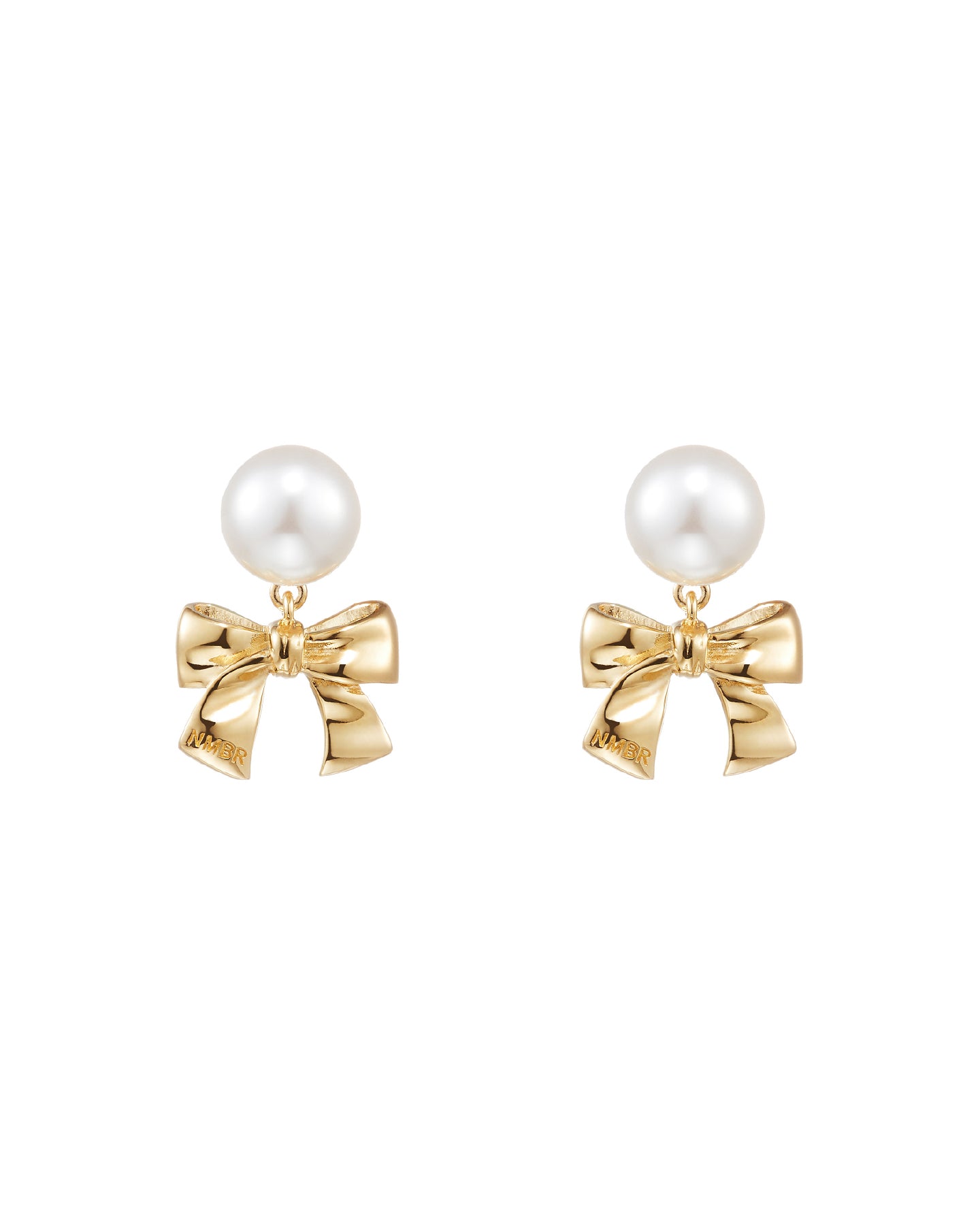 Numbering - Ribbon Dropped Pearl Earrings #9118 product image 6 | TRAB K-Fashion Australia