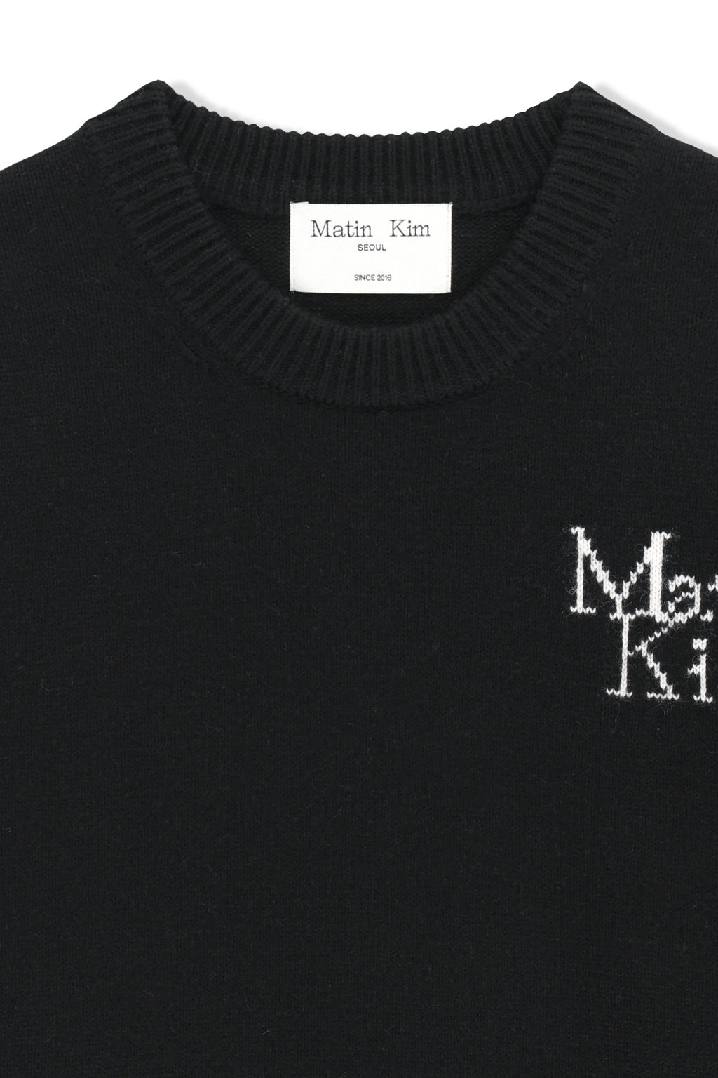 Matin Kim - Grid Logo Cashmere Blended Knit Pullover (Black) product image 4 | TRAB K-Fashion Australia