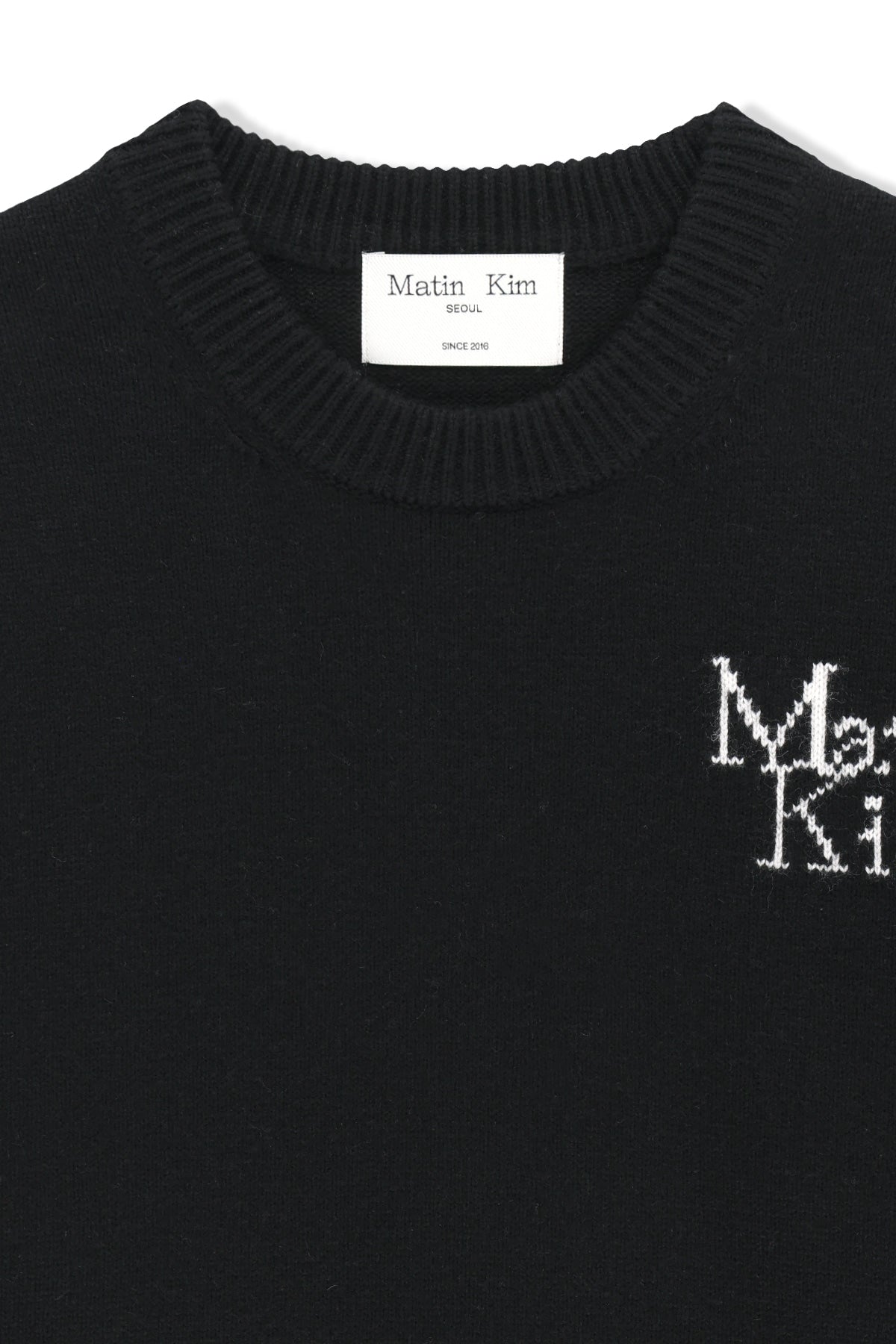 Matin Kim - Grid Logo Cashmere Blended Knit Pullover (Black) product image 4 | TRAB K-Fashion Australia