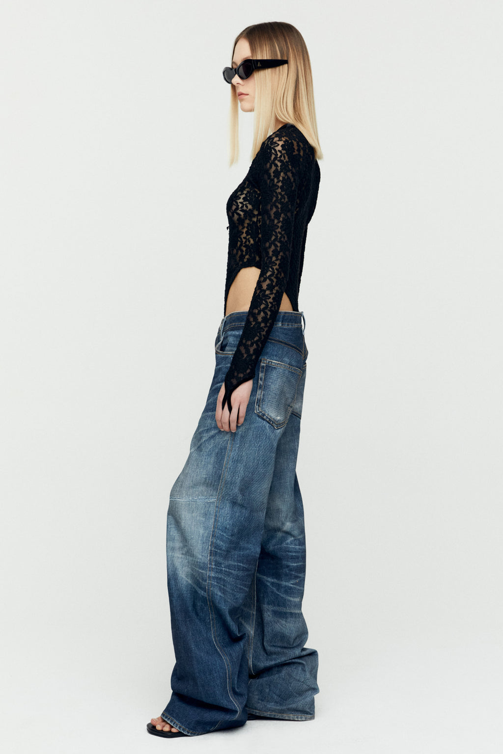 Andersson Bell - Trompe L'oeil Printed Denim Pants (Blue) product image 3 | TRAB K-Fashion Australia