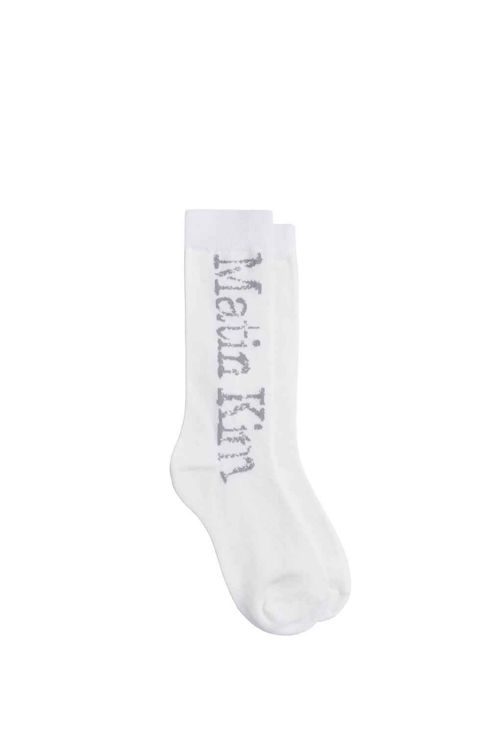 Matin Kim - Cracked Logo Jacquard Socks (White) product image 4 | TRAB K-Fashion Australia