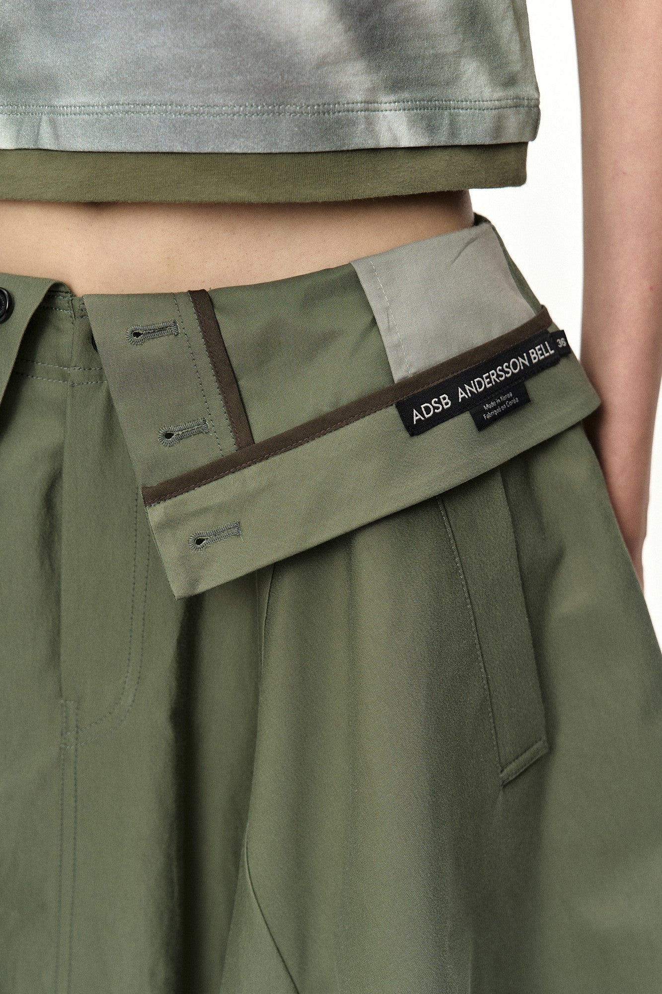Andersson Bell - Upside-Down Asymmetric Skirt (Khaki) product image 5 | TRAB K-Fashion Australia