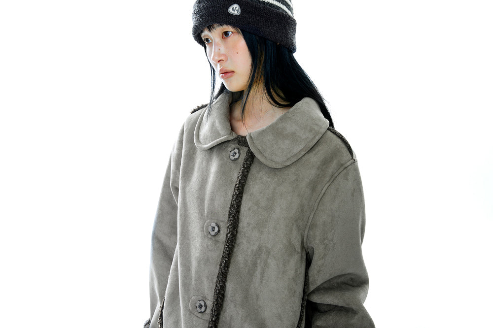 Coyseio - Round Collar Suede Jacket (Brown) product image 4 | TRAB K-Fashion Australia