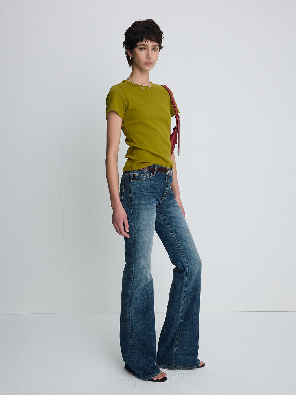 Tonywack - Low-Rise Denim Bootcut Trousers (Washed Mid Blue) product image 1 | TRAB K-Fashion Australia