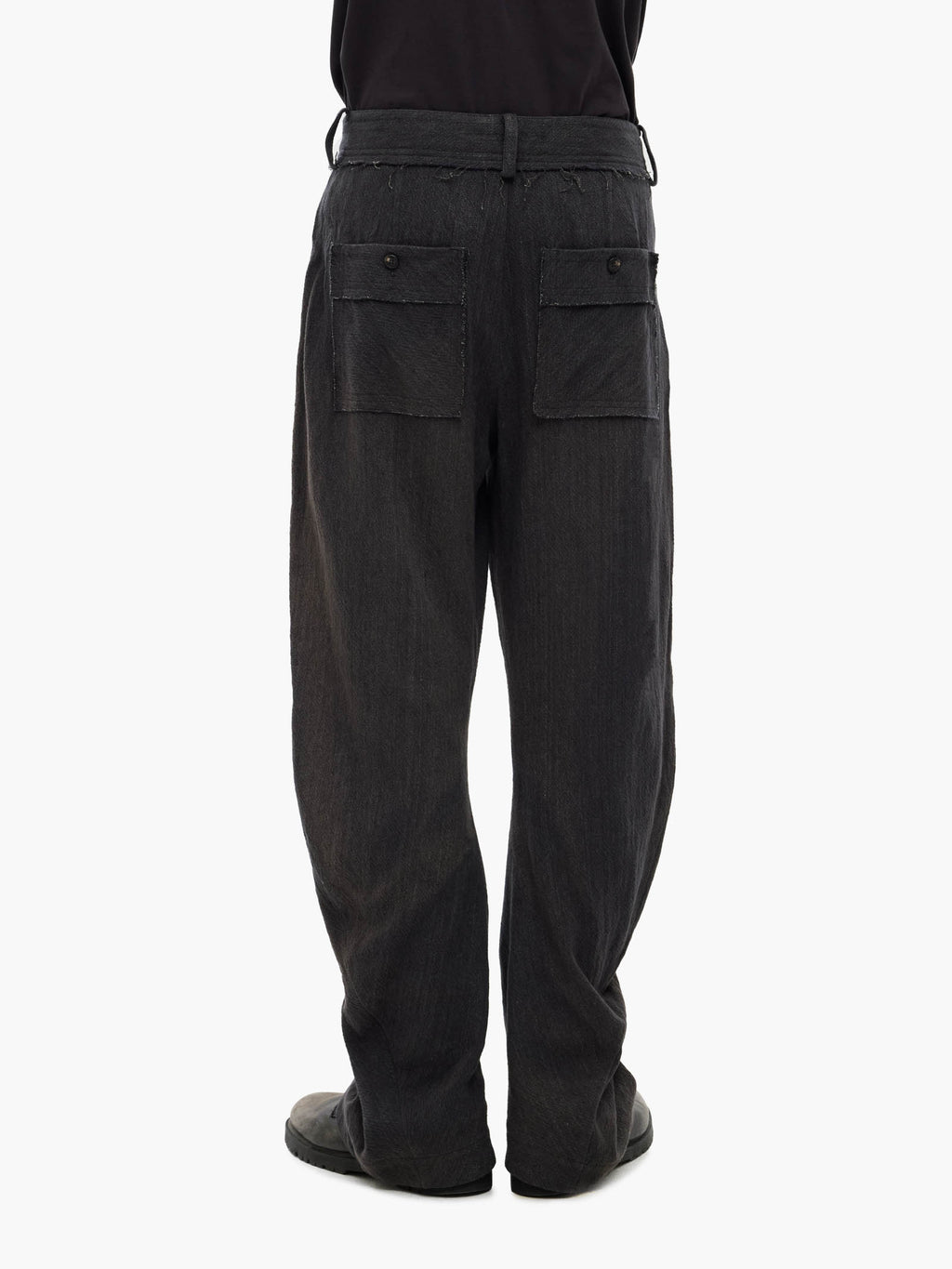 Jiyong Kim - Sun-Bleached Curved Trousers (Black) product image 6 | TRAB K-Fashion Australia
