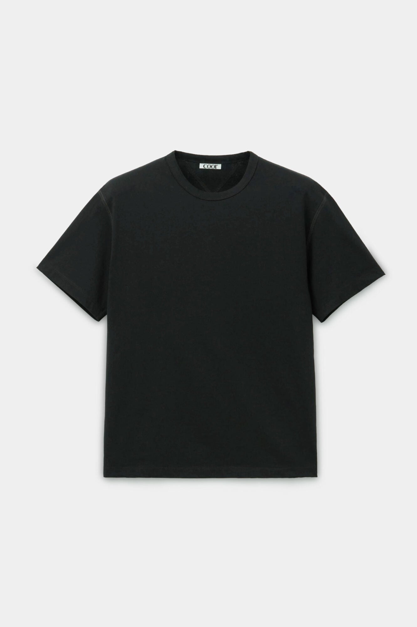 Coor - Chain Stitch Pointed Crop T-Shirt (Black) product image 1 | TRAB K-Fashion Australia