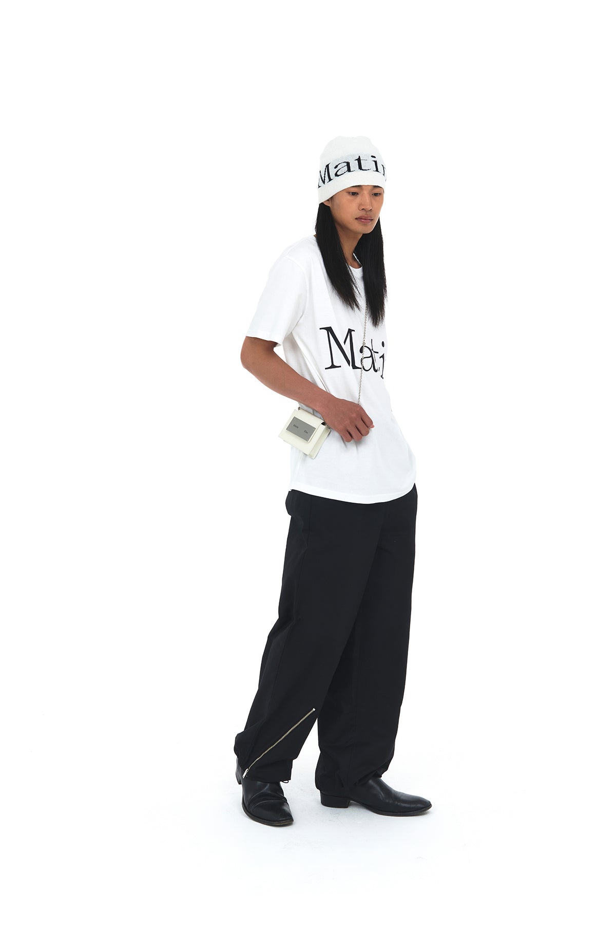 Matin Kim - Logo Jacquard Short Beanie (White) product image 7 | TRAB K-Fashion Australia