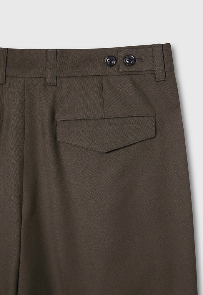 Tonywack - Wool Twill Pleated Wide Trousers (Brown) product image 11 | TRAB K-Fashion Australia