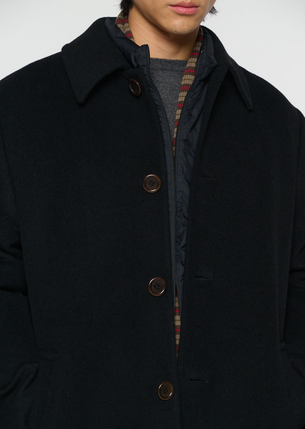 Amomento - men's single breasted long coat (Black) product image 6 | TRAB K-Fashion Australia