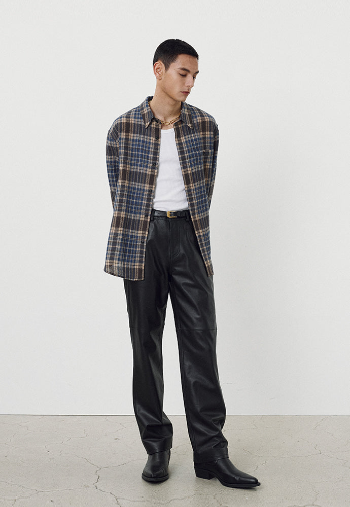 Tonywack - Light Wool Single Pocket Check Shirt (Blue) product image 3 | TRAB K-Fashion Australia