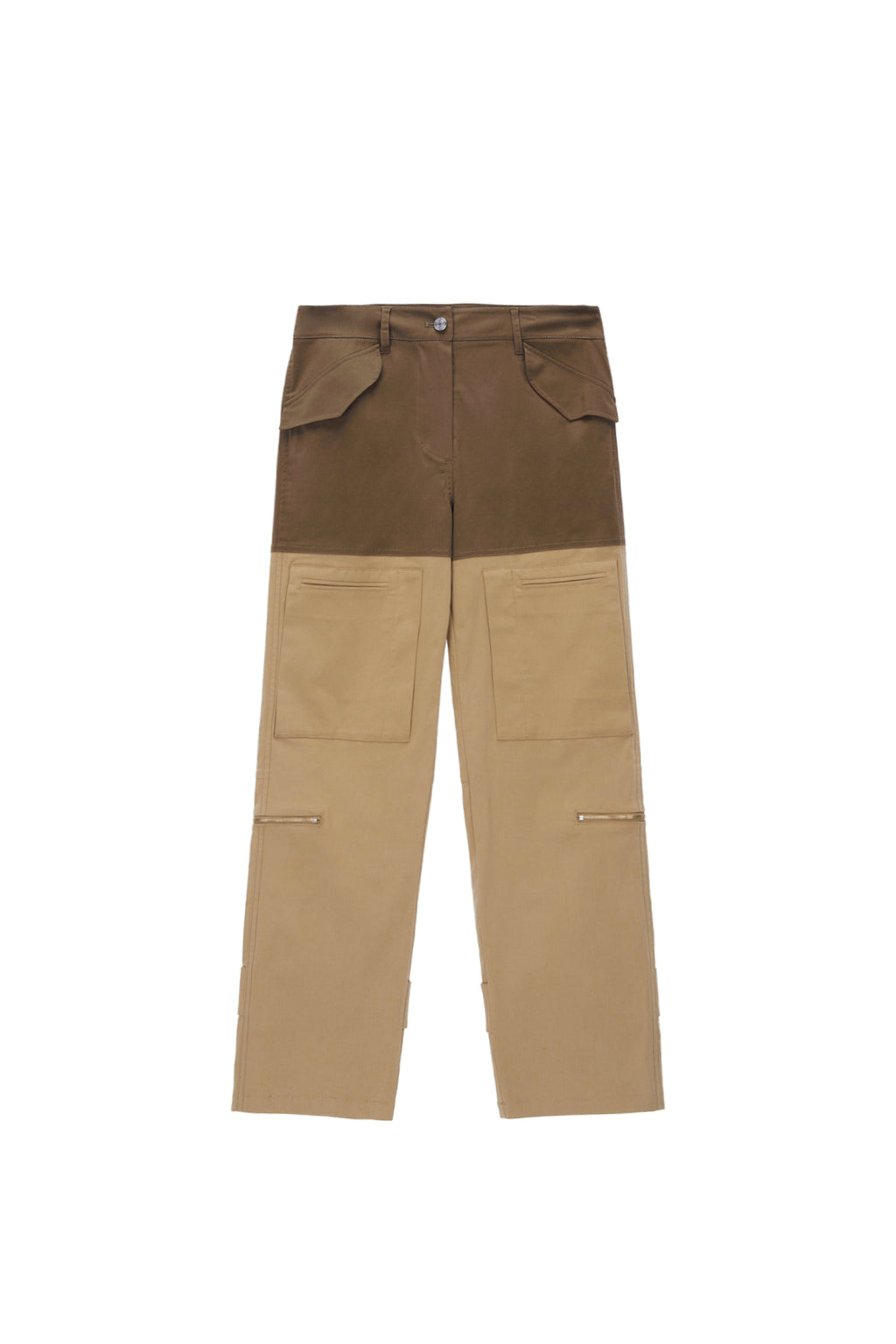 Matin Kim - Color Block Velcro Cargo Pants (Brown) product image 1 | TRAB K-Fashion Australia