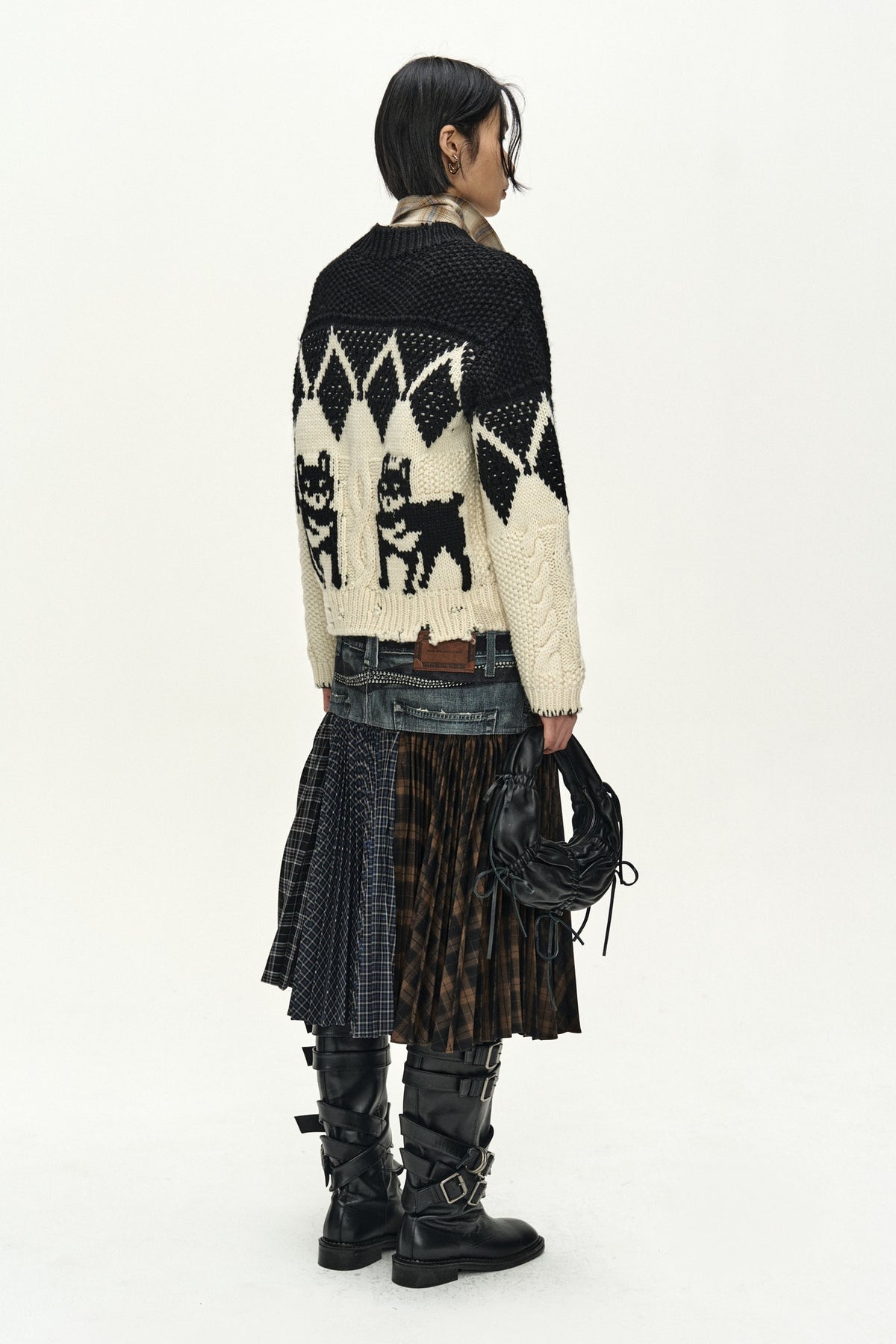 Andersson Bell - Argyle Heavy Wool Cardigan (Ecru/Black) product image 10 | TRAB K-Fashion Australia