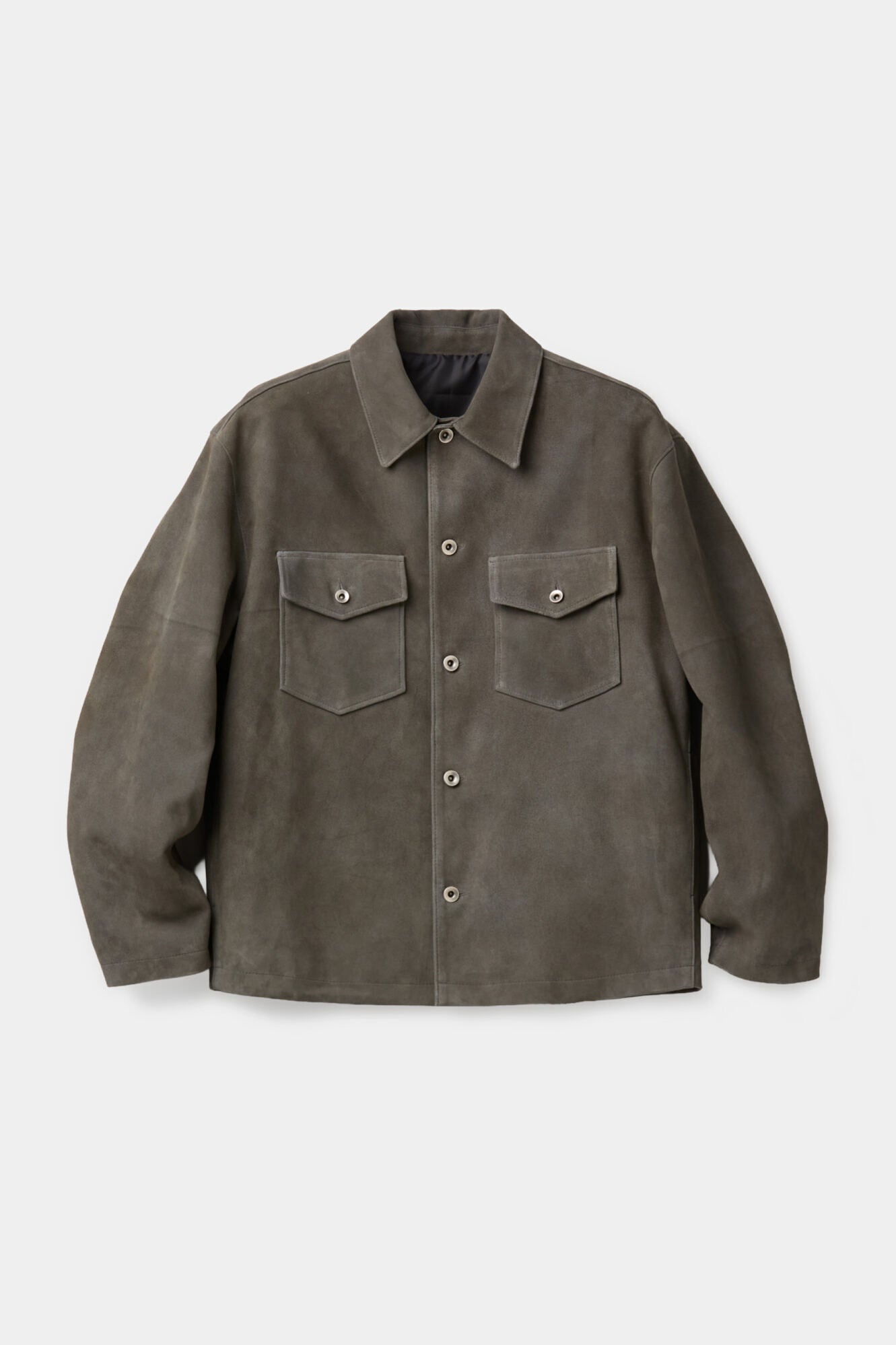 Coor - Suede Two-Tone Button Shirt Jacket (Washed Gray) product image 1 | TRAB K-Fashion Australia