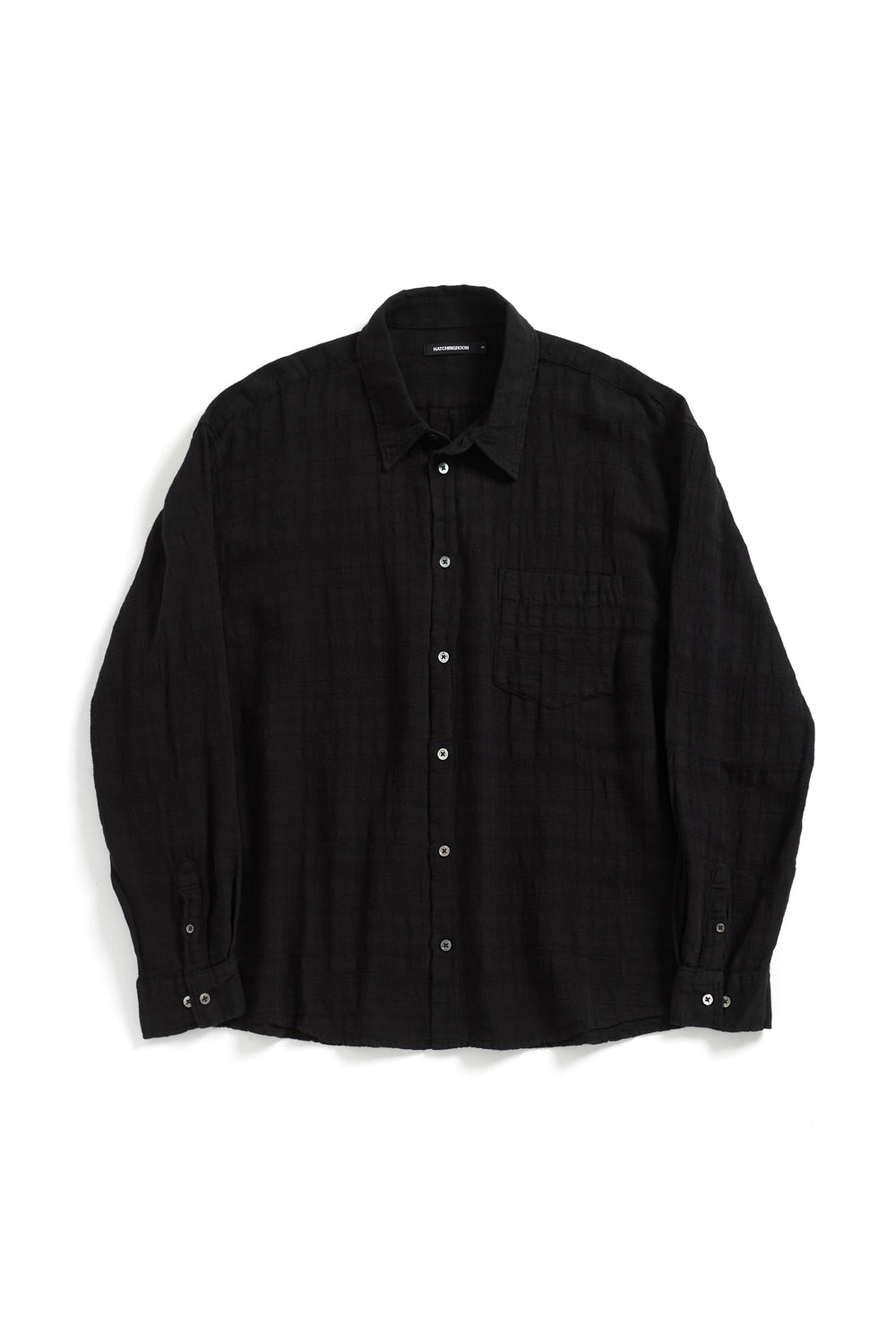 Hatchingroom - Classic Shirt Gauze Stripe Over Dyed (Black) product image 1 | TRAB K-Fashion Australia