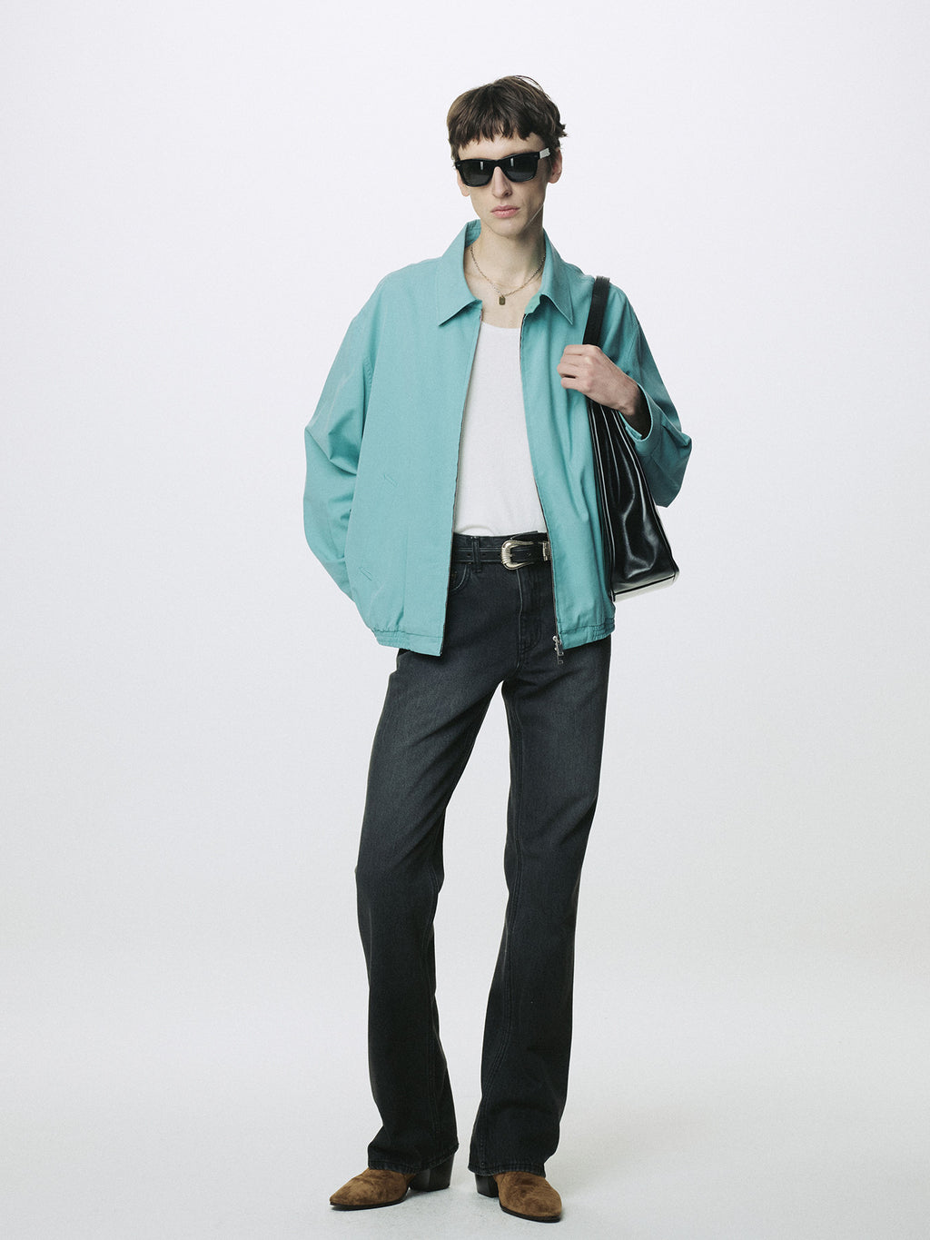 Tonywack - Washed Cotton Lyocell Blouson Jacket (Turquoise) product image 3 | TRAB K-Fashion Australia