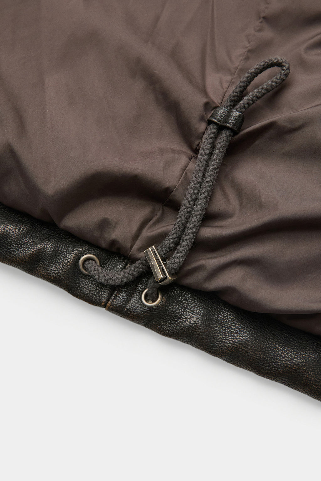 Coor - Fake Leather Wash Crop Down Puffer (Dark Brown) product image 8 | TRAB K-Fashion Australia