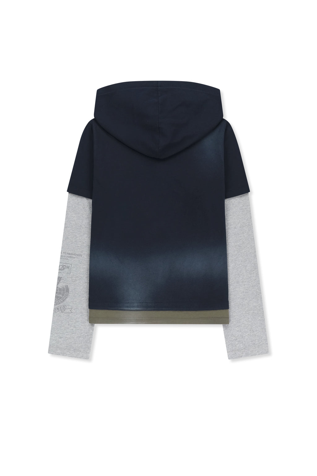 Matin Kim - Dust Washed Layered Hood Top (Navy) product image 2 | TRAB K-Fashion Australia
