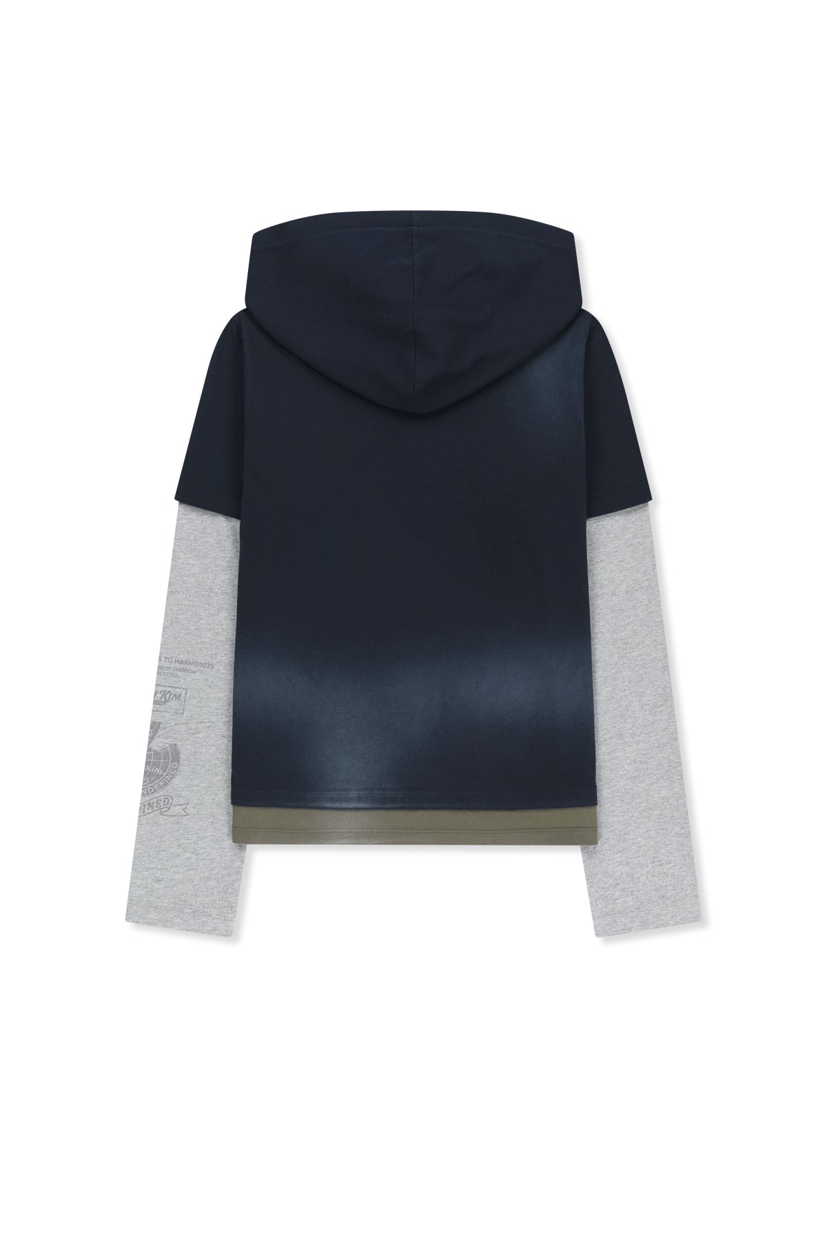 Matin Kim - Dust Washed Layered Hood Top (Navy) product image 2 | TRAB K-Fashion Australia