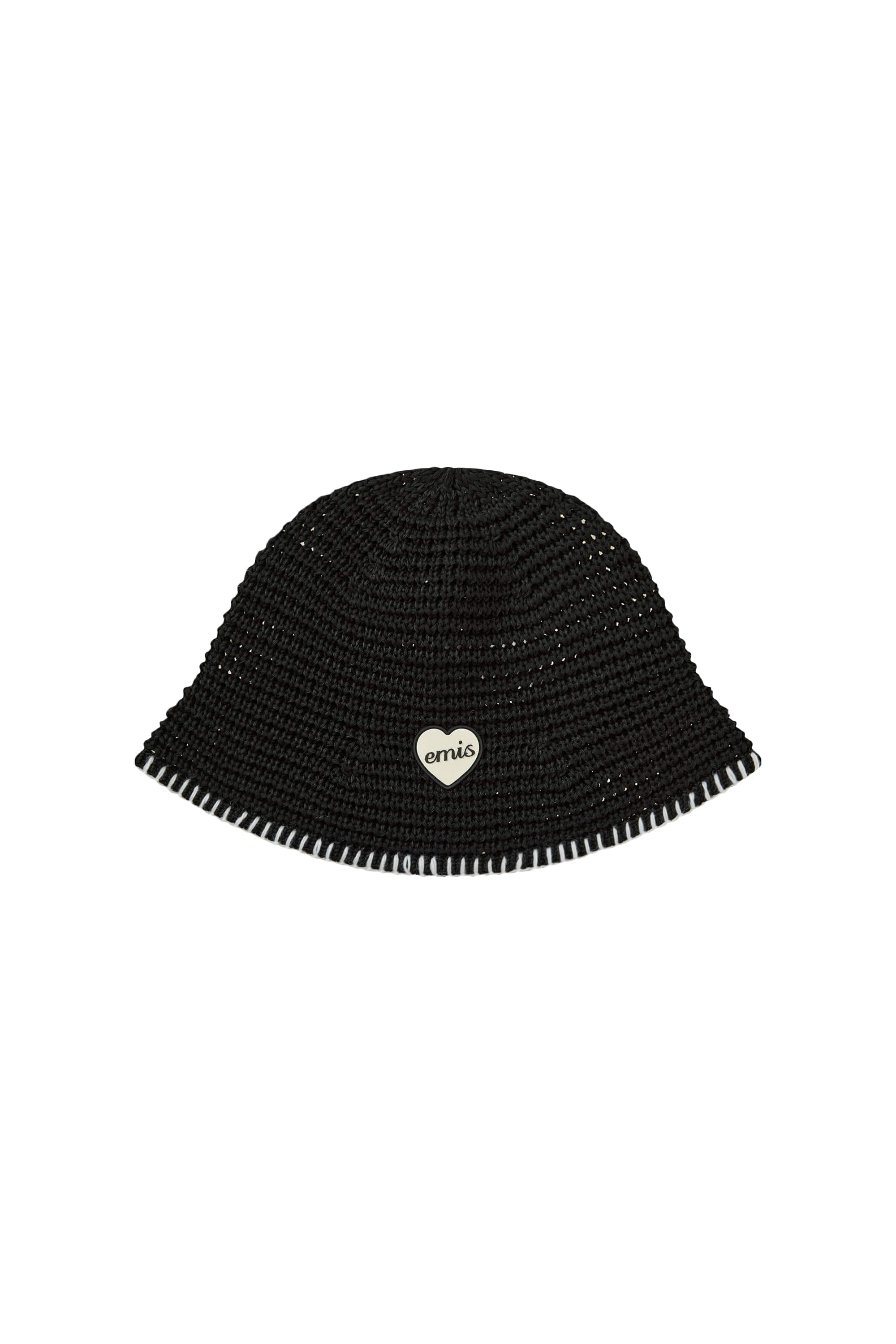 Emis - Heart Rubber Patch Knit Bucket Hat (Black) product image 1 | TRAB K-Fashion Australia