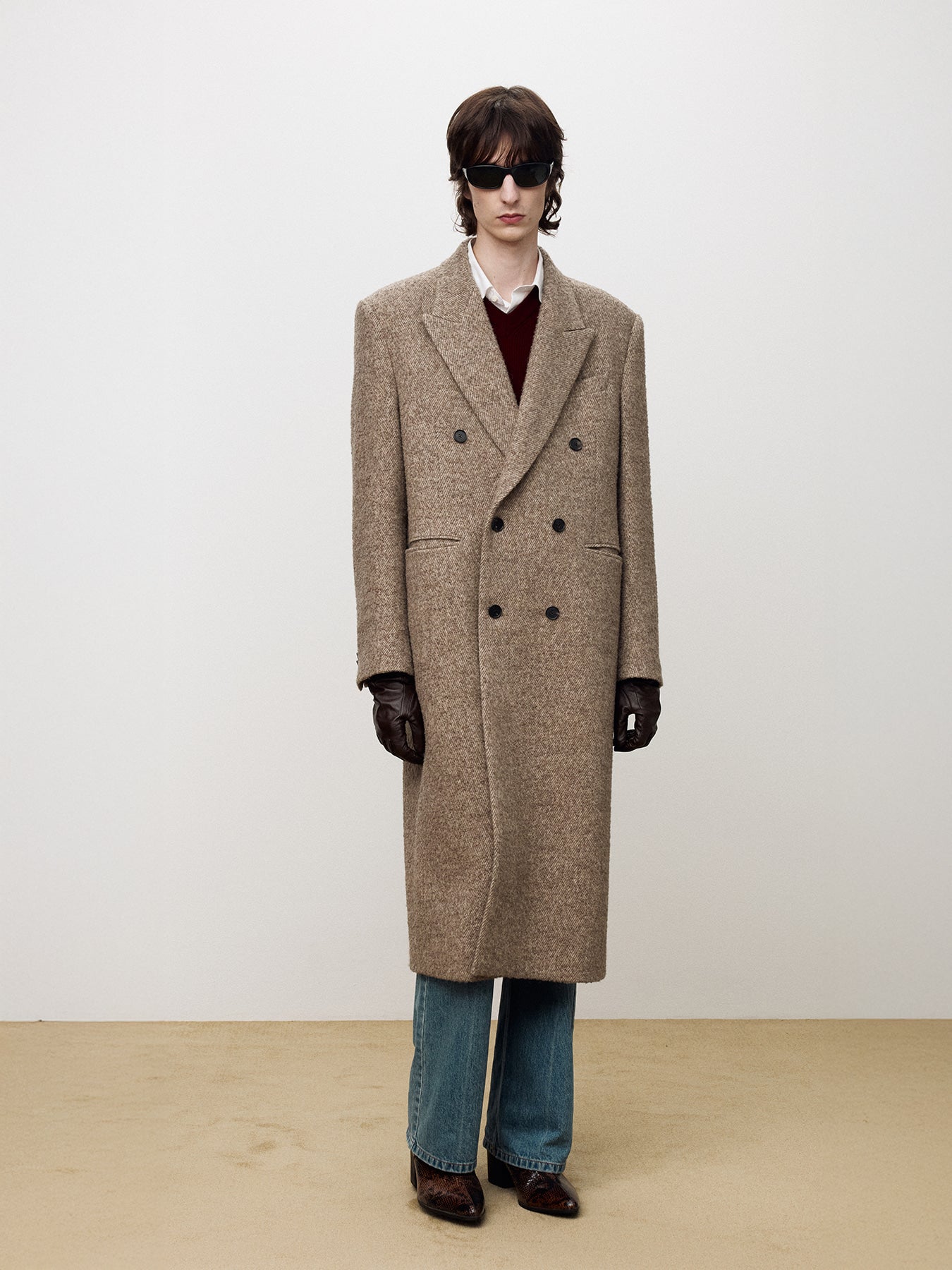 Tonywack - Textured Wool And Alpaca Double-Breasted Coat (Beige) product image 3 | TRAB K-Fashion Australia