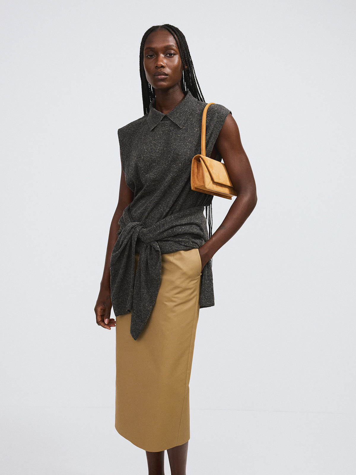 Recto - Linen Blend Polo Knit Vest (Charcoal Grey) product image 3 | TRAB K-Fashion Australia