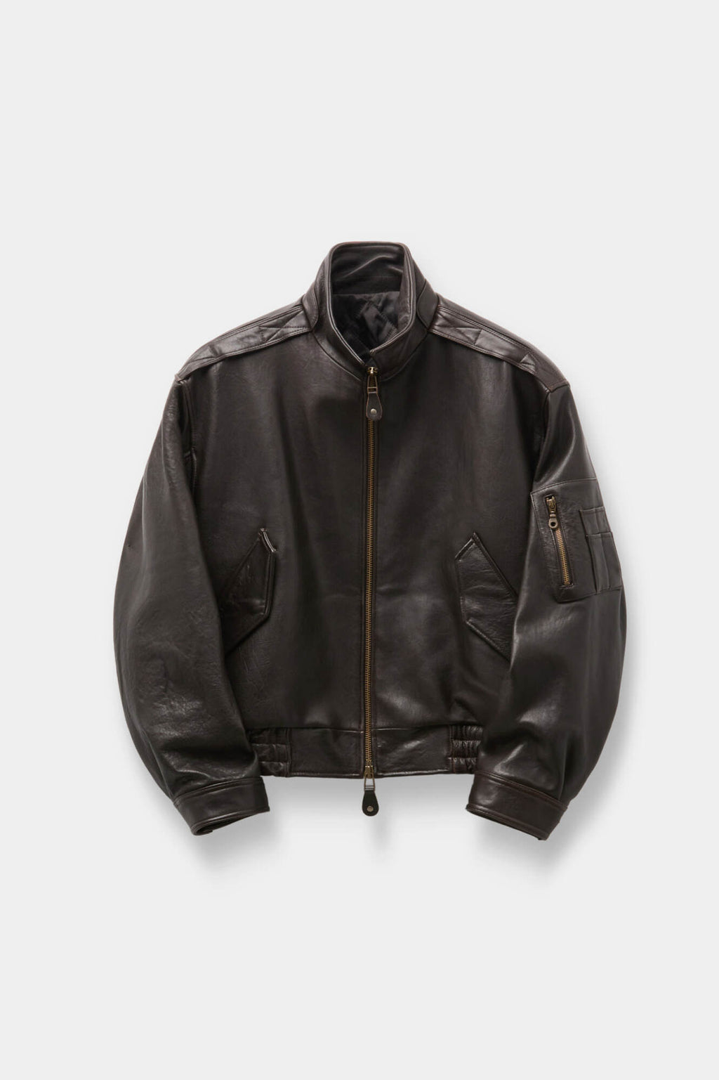 Coor - Vintage Shelter Neck Collar Leather Jumper (Black Brown) product image 1 | TRAB K-Fashion Australia