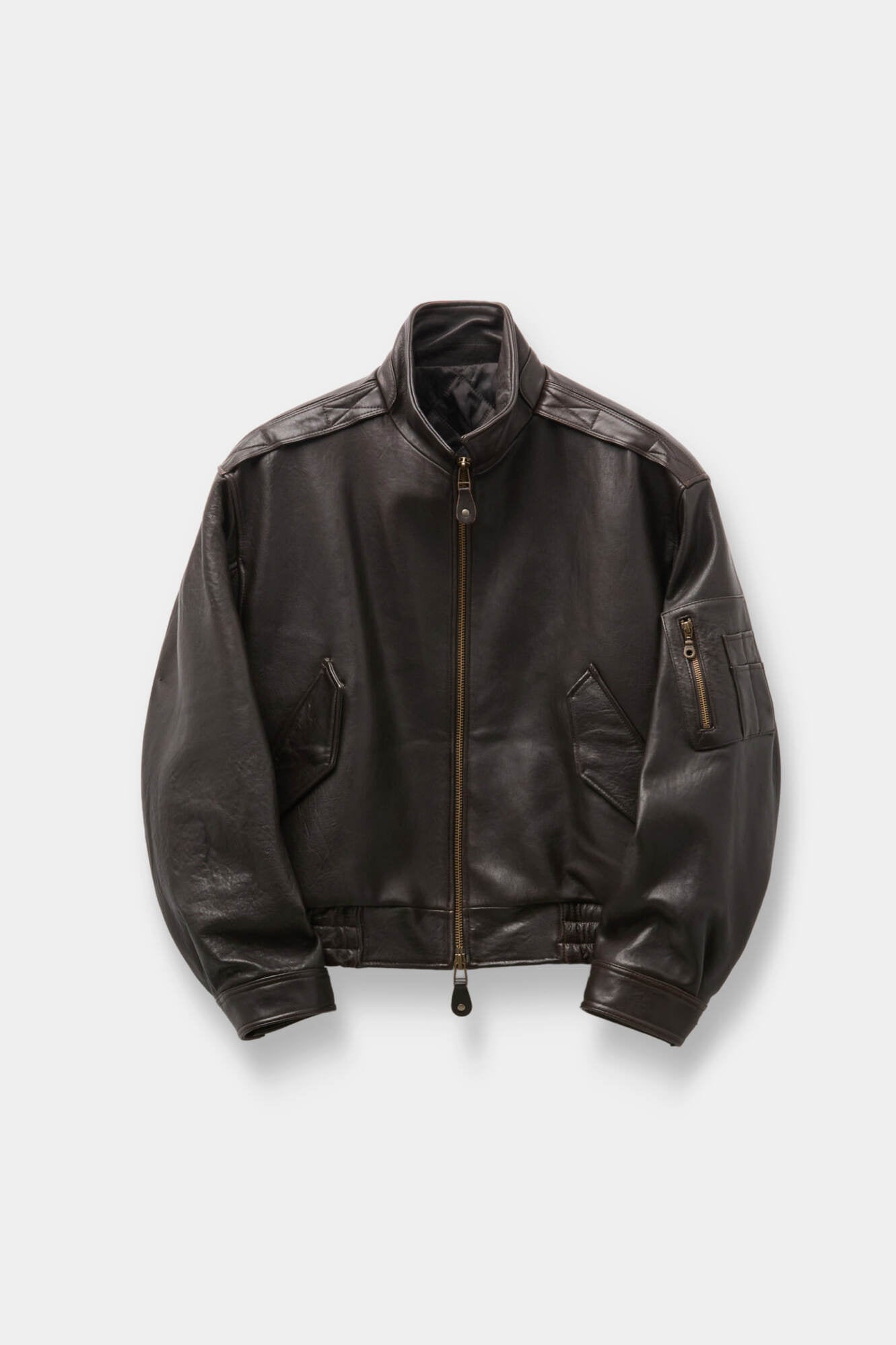 Coor - Vintage Shelter Neck Collar Leather Jumper (Black Brown) product image 1 | TRAB K-Fashion Australia