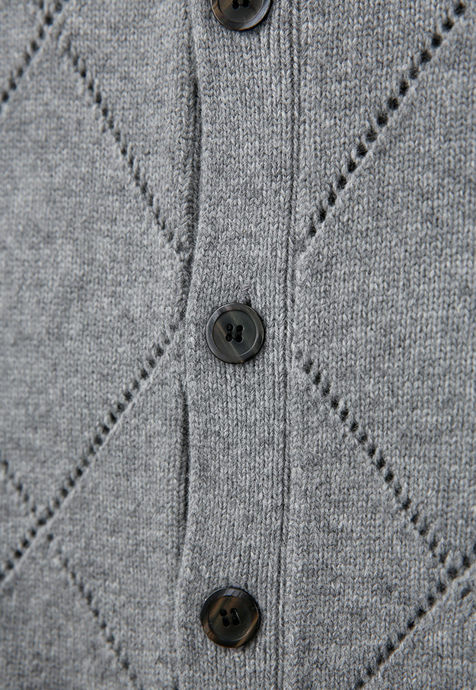 Tonywack - Slashed Argyle Cashmere Cardigan (Grey) product image 8 | TRAB K-Fashion Australia