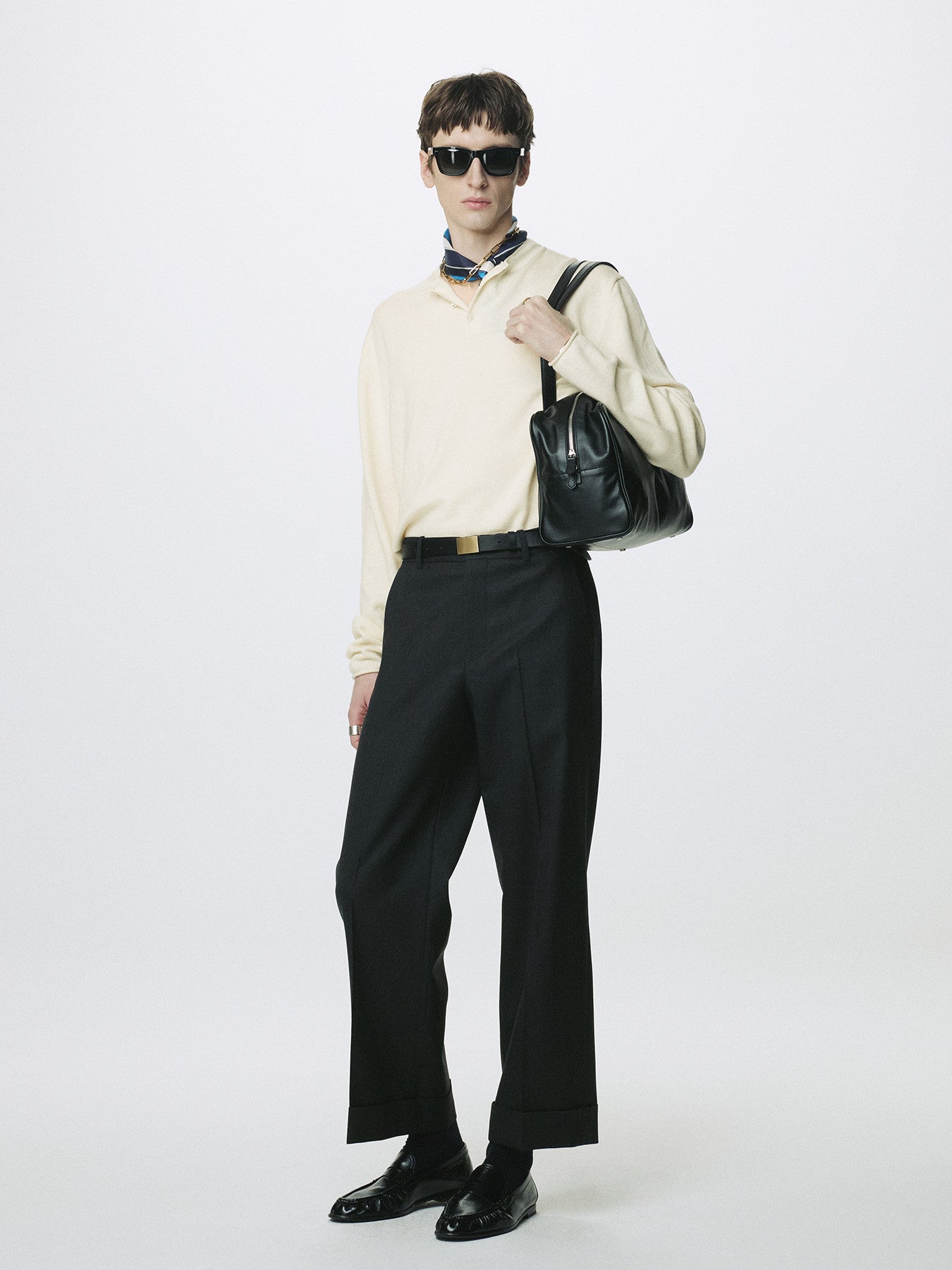 Tonywack - Extra Fine Wool Raw Hem Henley Neck Knit (Ecru) product image 3 | TRAB K-Fashion Australia