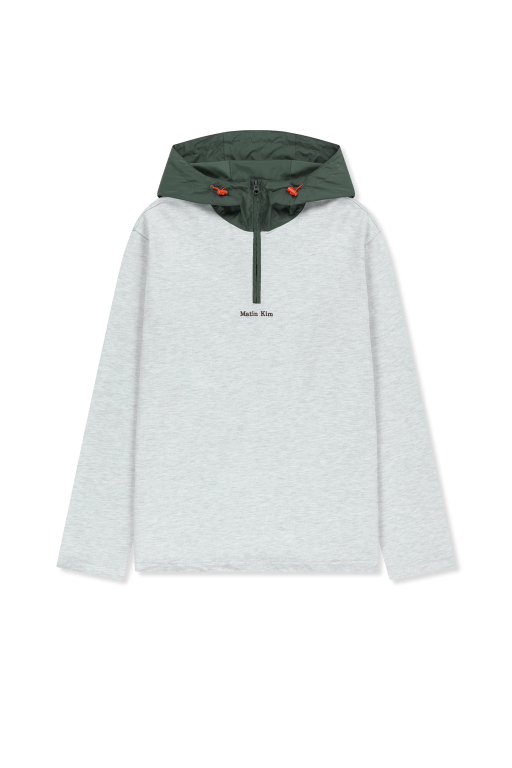 Matin Kim - Color Block Hoody Quarter Zip Up (Light Grey) product image 1 | TRAB K-Fashion Australia